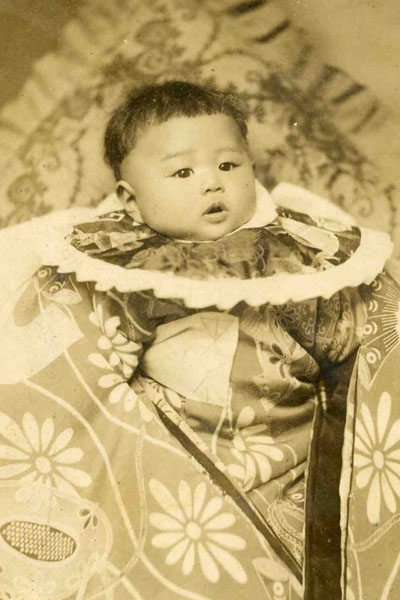 Photo Studio  Babies on Vintage Japanese Photo Mounted Studio Baby Portrait Japan Nippon Nihon